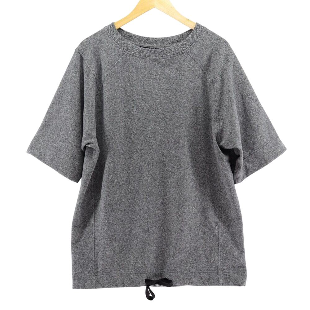 Lululemon Sz M Split Short Sleeve Oversized Heathered Speckled Black Gray Boxy